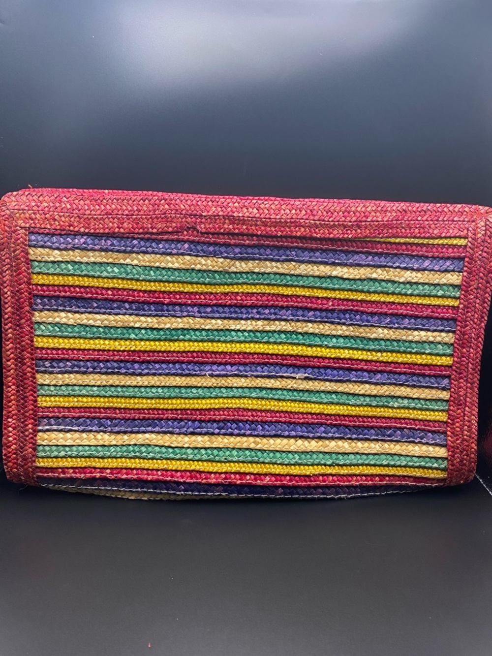 Vintage MCI Colorful Straw Striped Clutch